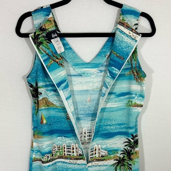 Tapestry Tropical Island Novelty Print Summer Travel Maxi Dress Size Small - Picture 4 of 8